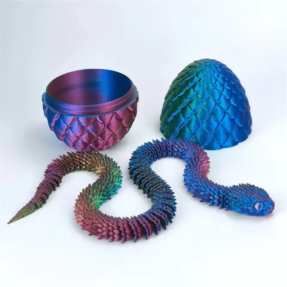 4tlg/Set 3D-gedrucktes Schlangen-Überraschungsei als Dekoration, flexible Gelenke, das beste Geschenk für 3D-Druck-Enthusiasten