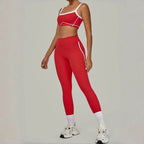 2PCS Damen Yoga-Set Hohe Taille Peach Hip Herausnehmbare Polsterung Sport-BH Hose Fitnessanzug Laufen Workout Gym Leggings Yoga-Set