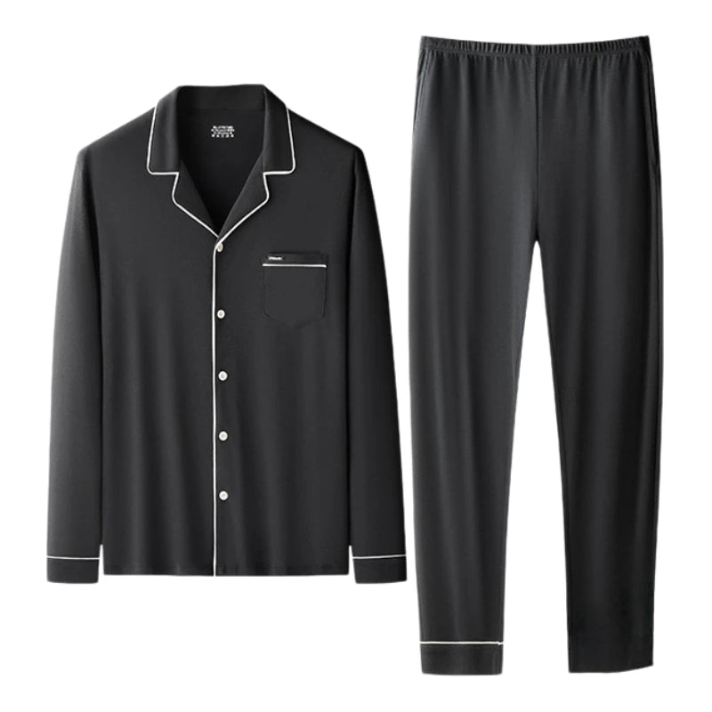 Herren Pyjama Set weiter Schnitt Weiche Lyocell-Baumwollmischung Schlafanzug Atmungsaktive Homewear Gemütlicher bequemer Pyjama