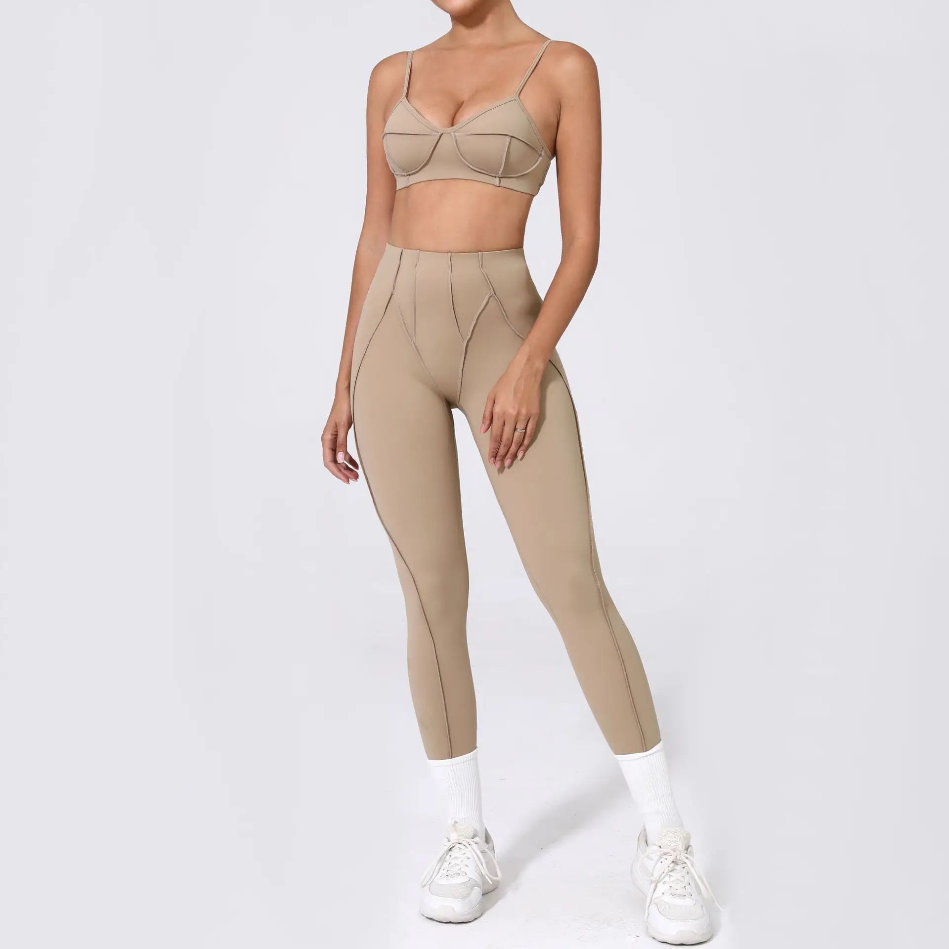 Nahtlose Yoga-Sets Sport-Fitness Hochbund-Hüfthebe-Formhose Rückenfreier BH-Anzug Workout-Gym-Leggings-Sets für Damen