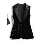 Schwarze Samtweste Jacke für Damen Ärmelloser Blazer Mode 2026 Frühling und Herbst Anzug Tank Top Retro Weste Z2338