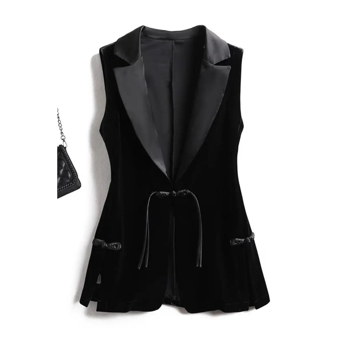 Schwarze Samtweste Jacke für Damen Ärmelloser Blazer Mode 2026 Frühling und Herbst Anzug Tank Top Retro Weste Z2338