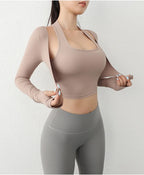 Cloud Rise Damen Yoga-Shirts Sport-Trainings-T-Shirt Sexy Mädchen Langarm-Bluse Fitnessstudio Fitness Crop Top Herbst Winter Sportbekleidung