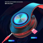 Headsets Gamer Kopfhörer Bluetooth Surround Sound Stereo Kabelloser Kopfhörer USB mit Mikrofon Buntes Licht PC Laptop Headset