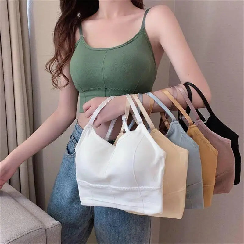Sexy Damen Tops Rücken Kreuzgurt Tank Top Push Up Lauf Sport BH Atmungsaktiver Weicher Fitness Beauty Einfarbiger Yoga BH