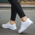 Damen Freizeitschuhe Mode Atmungsaktive Walking Mesh Flache Schuhe Sneakers Weiß Damen Fußbekleidung