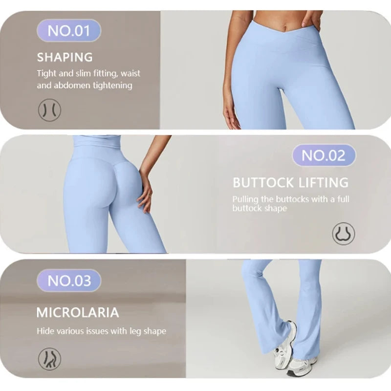 Scrunch-Sportanzug Damen Yoga-Set Gymnastik-Kleidung Sexy Sport-BHs und Schlaghosen-Sets Fitness-Outfits Damen Trainingskleidung