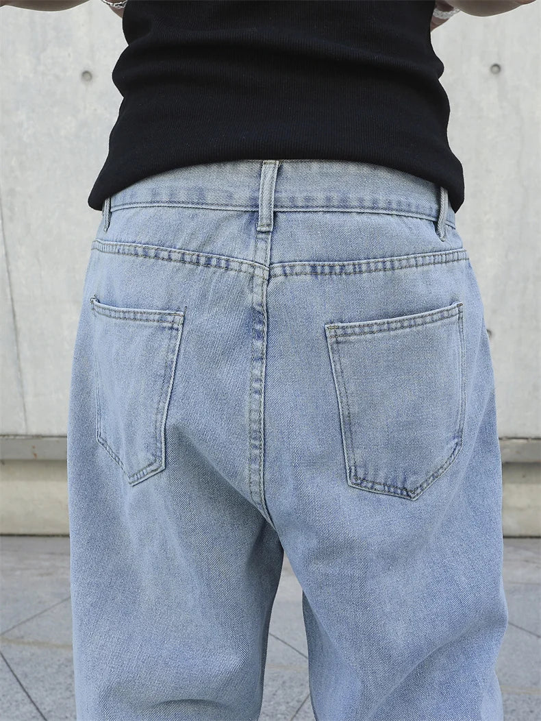 Frühling Herbst Herren Baggy Jeans Oversize Straight Loose Lässige Denim Hose Unifarben Streetwear Fashion Y2k Weite Hosen