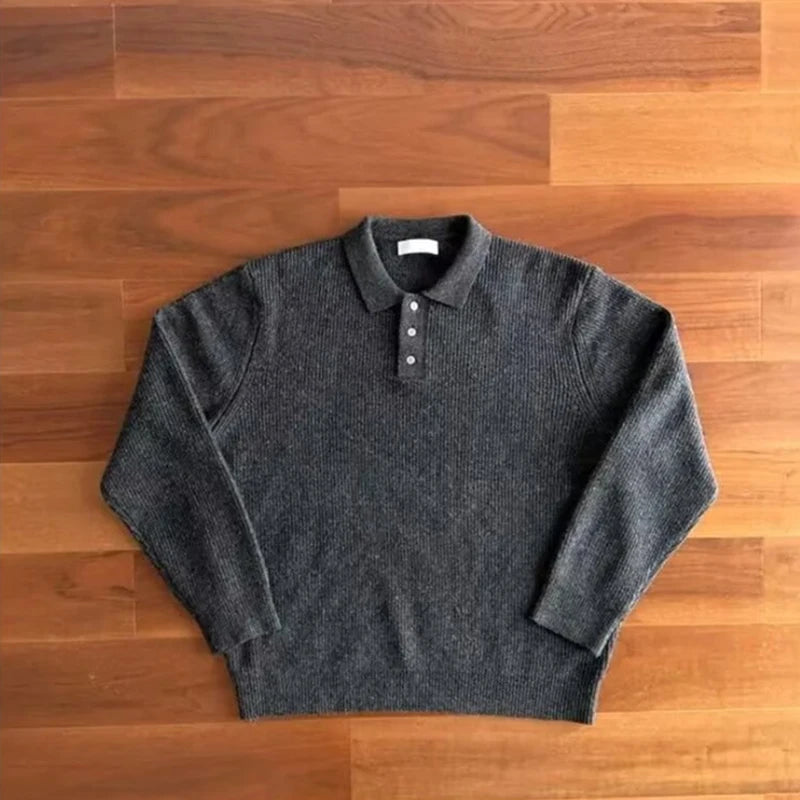 Herren Winter Norwegerpullover Einfarbig Polo Rollkragen Gestrickte Pullover Lässige Retro Warme Strickwaren Elegante Y2K Streetwear Jersey Hombre
