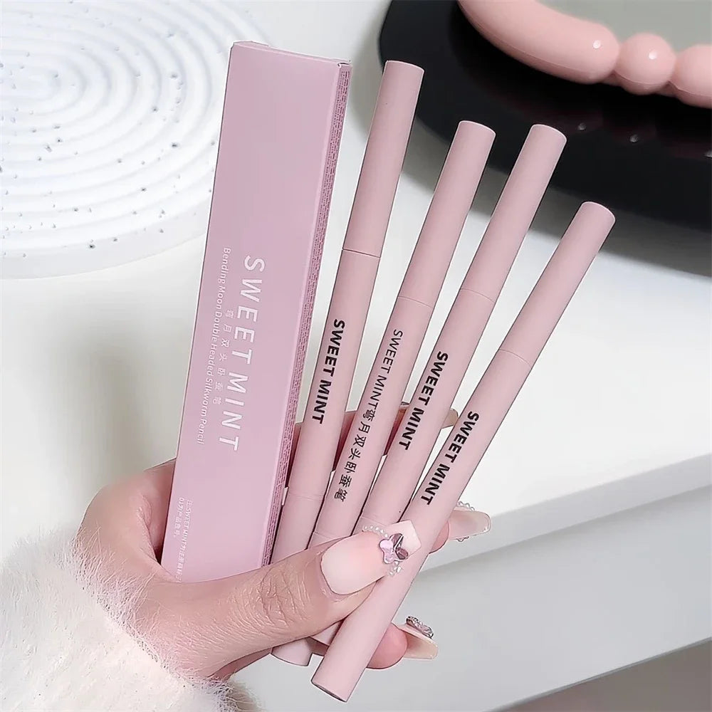 Doppelseitiger Lying Silkworm Eyeliner Pencil Diamond Glitter Matt Aegyosal Pen Aufhellende Creme-Lidschatten-Highlighter-Augen-Make-up
