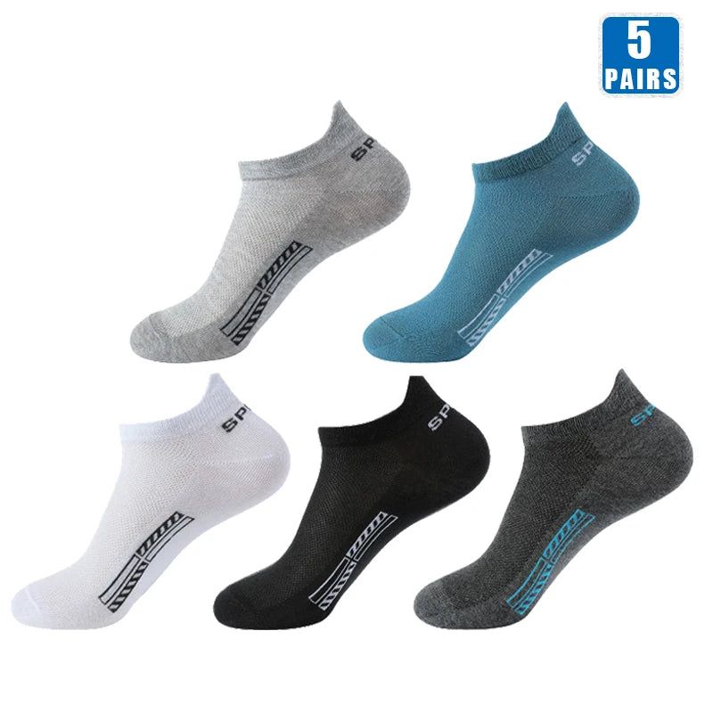 5 Paar kurze Baumwollsocken für Herren, hochwertige, tief geschnittene Crew-Socken für Damen, Knöchelsocken für Sport, atmungsaktives Mesh für den Sommer, lässige, weiche Herrensocken