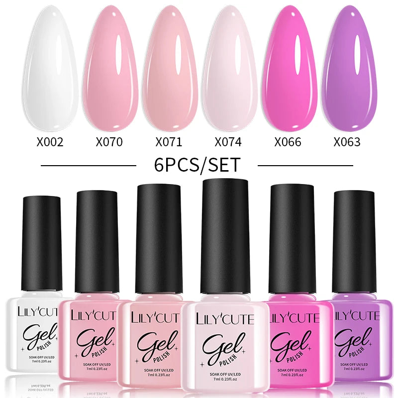LILYCUTE Nagelgel-Politur-Set, Rosa Grün, Frühling, DIY-Nagelkunst-Design, lang anhaltend, Soak Off UV Gel, Maniküre, Malgel, Vernis-Kit