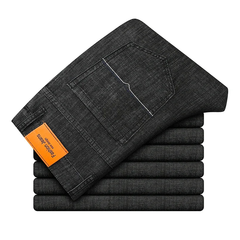 Herrenhose Büro Business Jeans Herren Klassische Blau Schwarz Baumwolle Stretch Straight Denim Hose Herren Marken Hosen
