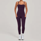 Damen Yoga Jumpsuits Sport Fitness Einteiler Schönheits-Rückengurt Tasche Hüfthebend Slim Fit Laufen Workout Training Bodysuit