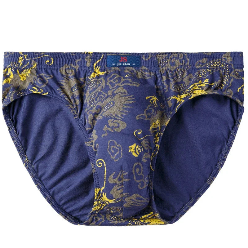 100% Baumwolle Herren-Slips Übergröße Bedruckte Slips Unterwäsche Lockere Dessous Feuchtigkeitsabsorbierend Atmungsaktive Unterhosen