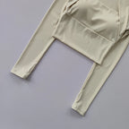 Fitness Brustkissen Sport Top Damen Langarmshirts Pra Speed Up Kurz Elegant Tanz Yoga Kleidung Kleiner Bund Gym