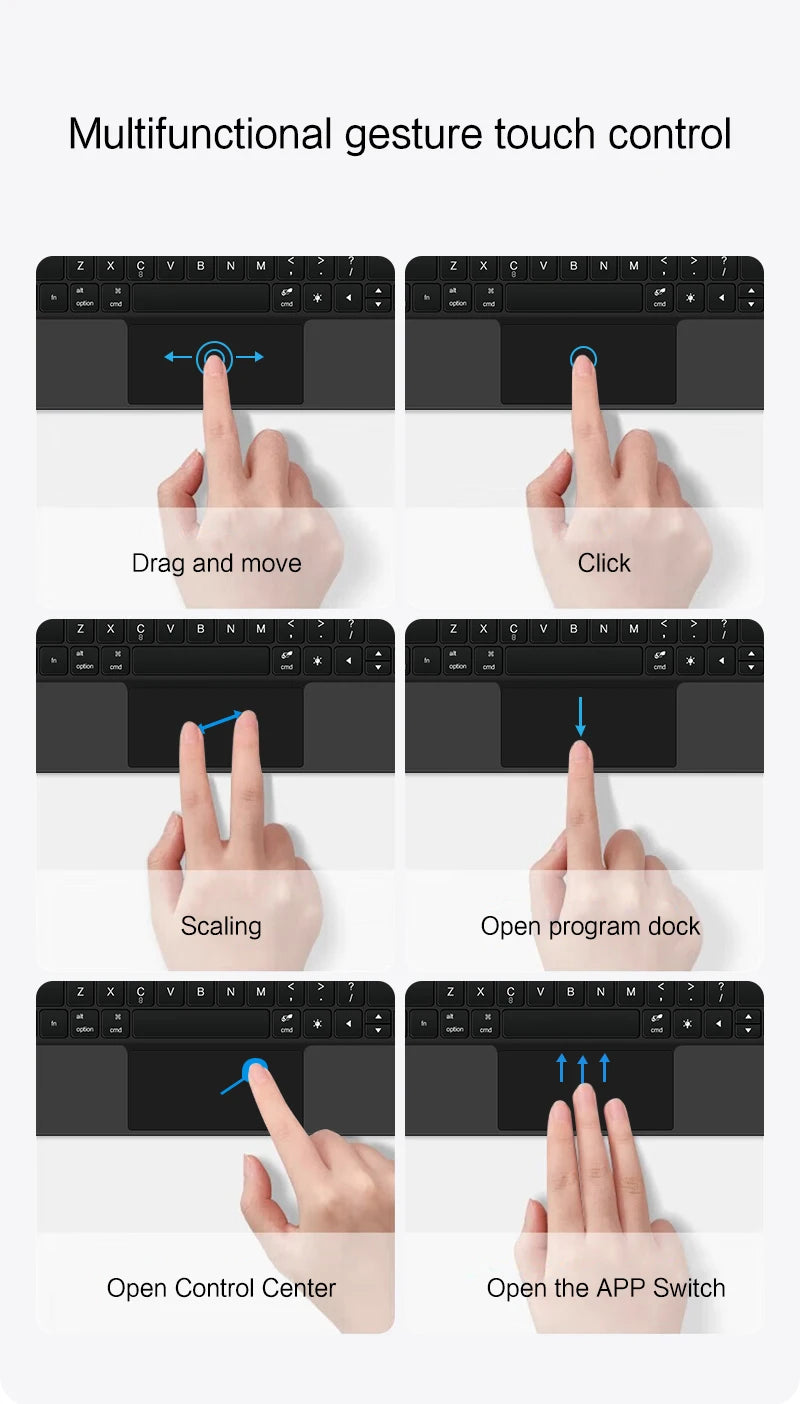 TouchPad Magic Keyboard für iPad Air 11 13 M4 2026 M3 M2 iPad 10 10. Gen. Air 4 5 6 iPad Pro 11 12,9 13'' M5 M4 Smart Cover Hintergrundbeleuchtung