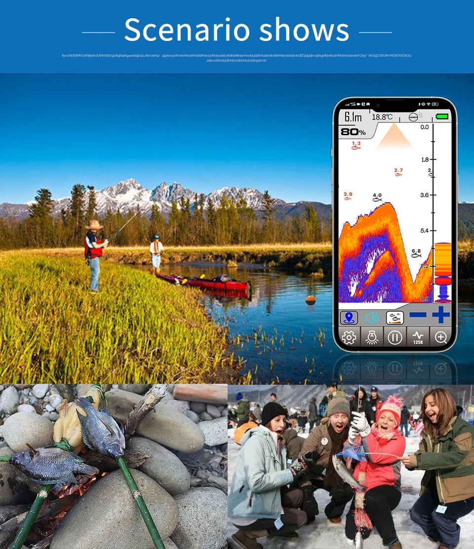 Erchang F68 WIFI Fischfinder 100M Drahtloser Fischfinder Echolot Detektor Angeln für See und Meer IOS& Android