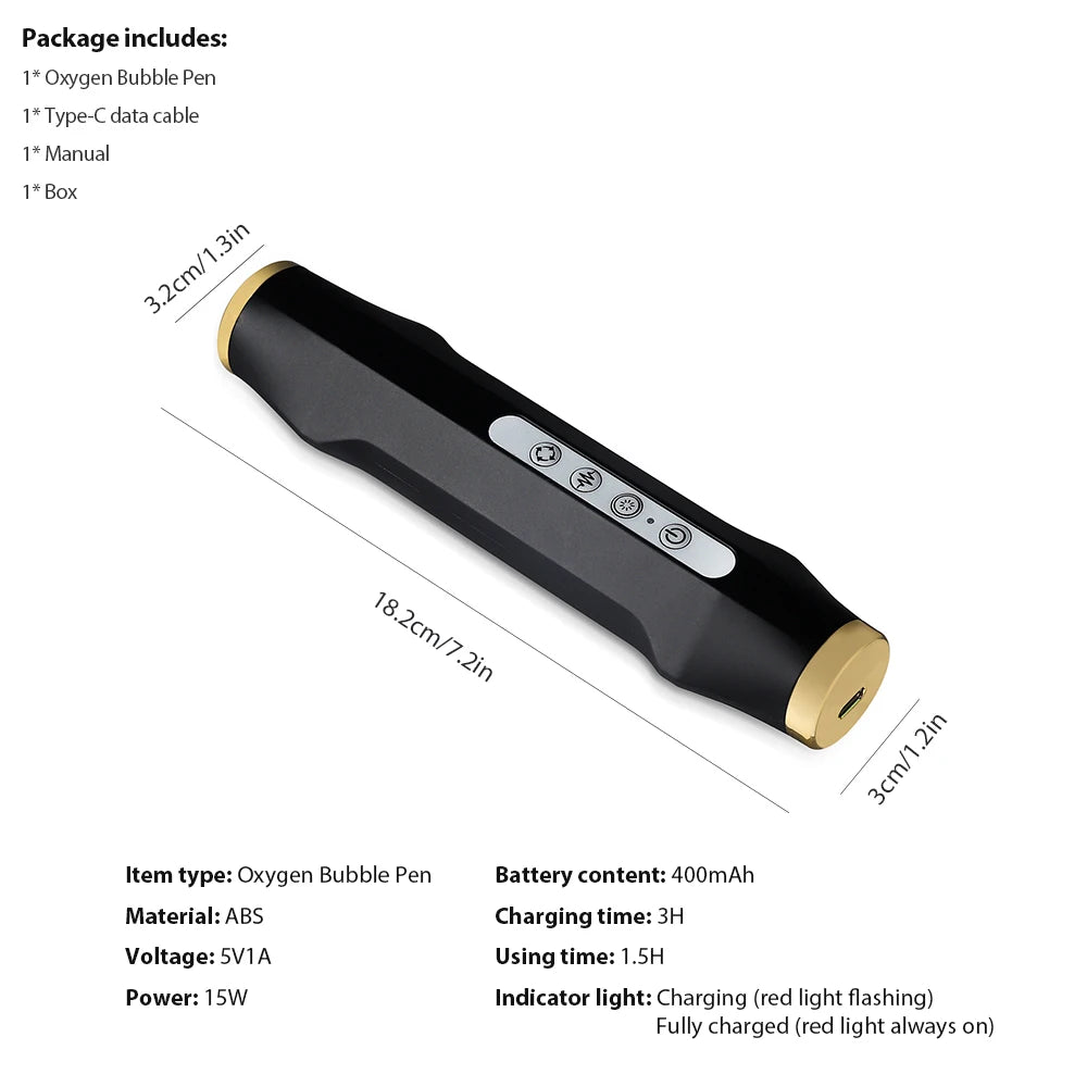 Tragbares Sauerstoff-Blasen-Gesichtsgerät CO2-Blasenstift Aqua Skin Gesichtsreinigungs-SPA-Schönheitsgerät CO2-Pod-Massagegerät