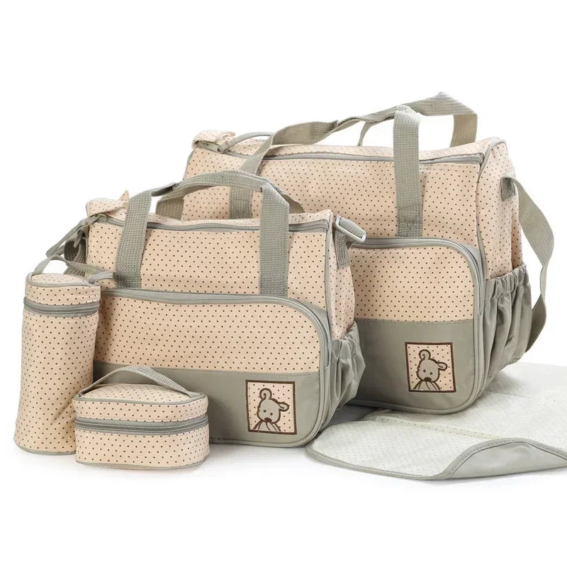 5-teiliges Set große Wickeltasche für Mütter, Reisetasche, Kinderwagen-Organizer, Babywindeltasche, Mummy Maternity Wickeltasche für Neugeborenen-Zubehör
