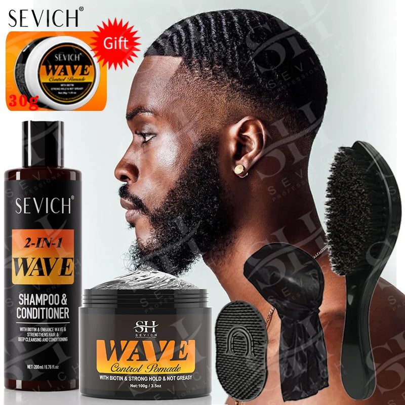 Deep Wave Control Pomade 360 Biotin Sport Starker Halt Wellen Haargel mit Bürste Wellenhaaröl Shampoo Spülung Stylingpflege