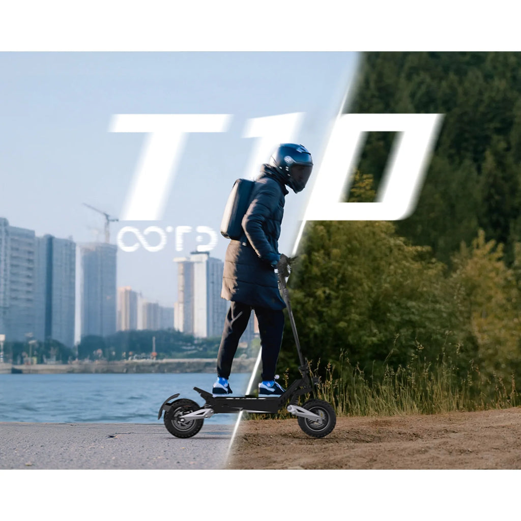 T10 Tragbarer E-Scooter 900W Spitzenleistung 48V 13.5/18 Ah Akku Elektroroller für Erwachsene 11 Zoll Offroad-Reifen Elektroroller