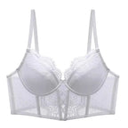 Push-Up-Dessous-Set aus Spitze für Damen, transparentes Chemise mit weichem Bügel-BH, Fischgräten-Teddy, sexy Braut-Flitterwochen-Outfit, S-XL