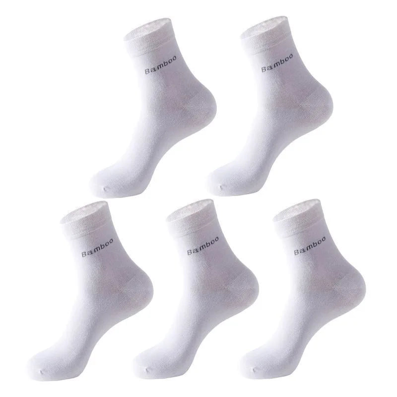 5 Paar/Herren Bambussocken Bequem Atmungsaktiv Freizeit Business Herren Crew Socken Hohe Qualität Antibakteriell Wadenhohe Socken EU39-45