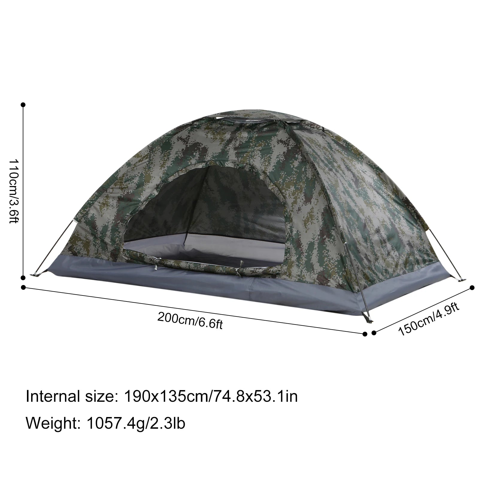 Tomshoo 1/2 Personen Ultraleichtes Campingzelt Einwandiges Tragbares Wanderzelt Anti-UV-Beschichtung UPF 30+ für Outdoor, Strand, Angeln