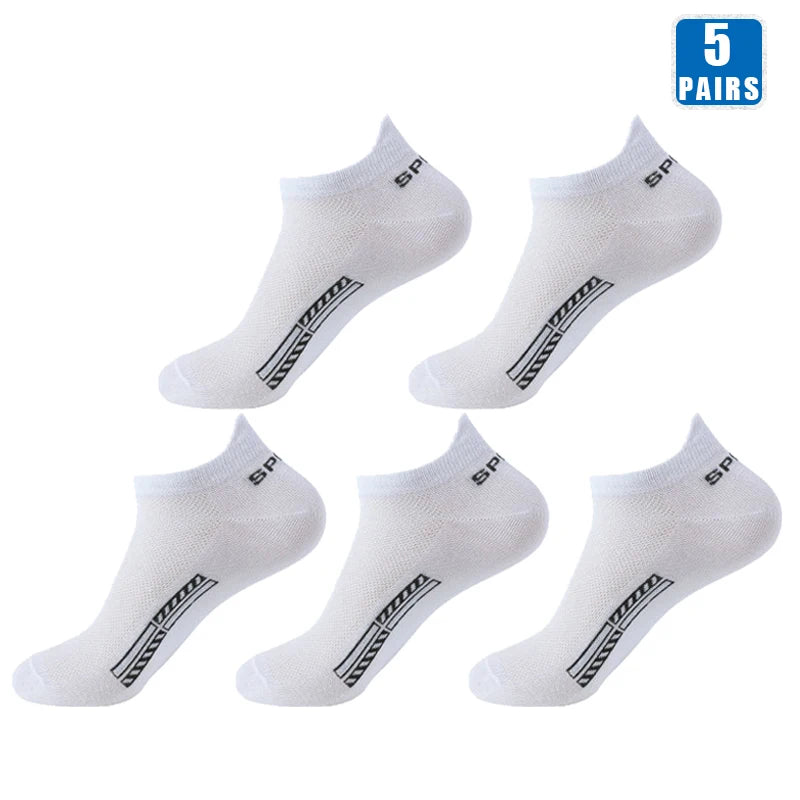 5 Paar kurze Baumwollsocken für Herren, hochwertige, tief geschnittene Crew-Socken für Damen, Knöchelsocken für Sport, atmungsaktives Mesh für den Sommer, lässige, weiche Herrensocken