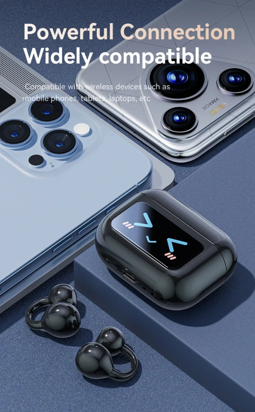Touchscreen-Bluetooth-Kopfhörer 144 Sprachen Echtzeit-Übersetzung Kopfhörer Drahtlose Open-Ear-Clips Sport-Gaming-Kopfhörer