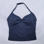 Verstellbares Sport-Neckholder-Oberteil Damen Rückenloses Gym-Top mit integriertem BH Yoga-Kleidung Ärmellose Shirts Workout-Outfits Tanktop