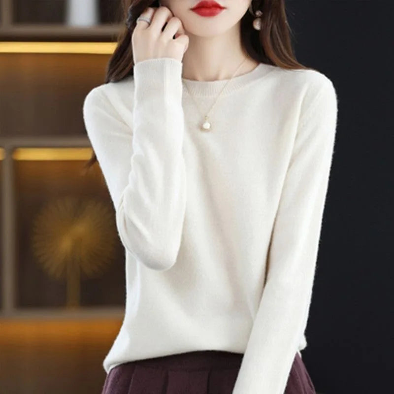 Neuer Damenpullover O-Ausschnitt Herbst Winter Basic Pullover Warm Lässig Pulls Jumper Koreanische Mode Frühling Strickwaren Bottoming Shirt
