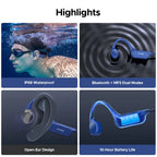 DOOGEE BoneBeat Swim Lite Knochenschall-Sportkopfhörer Bluetooth 5.4 Drahtloser Ohrhörer Wasserdichtes Headset zum Schwimmen
