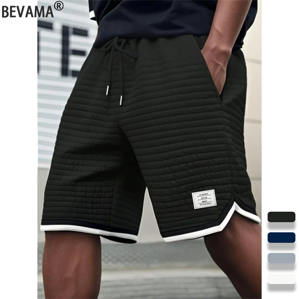 Herren gestreifte Jacquard-Freizeithorts Sommer unifarbene kühle Unterteile Lauf-Fitnessstudio-Fitness-Jogging-Sportbekleidung Herren-Sporthosen kurz Hauptbild