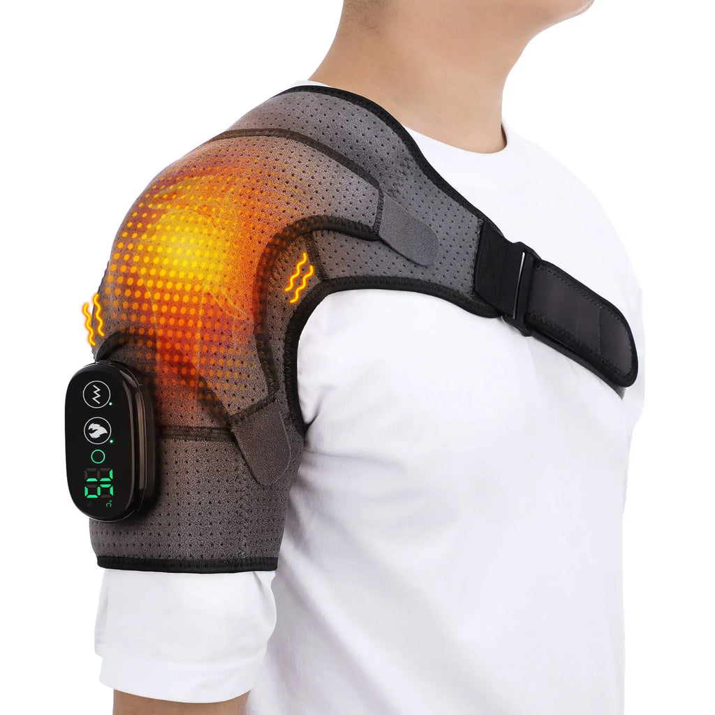 Elektrische Heizschulterstütze mit LED-Anzeige, Vibrations-Schultermassage-Gürtel zur Gelenkpflege und Muskelentspannung