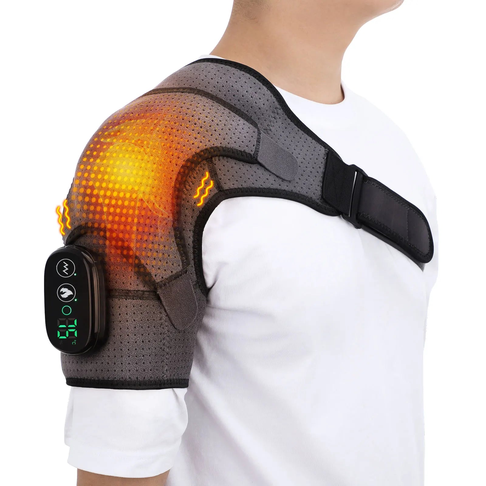Elektrische Heizschulterstütze mit LED-Anzeige, Vibrations-Schultermassage-Gürtel zur Gelenkpflege und Muskelentspannung