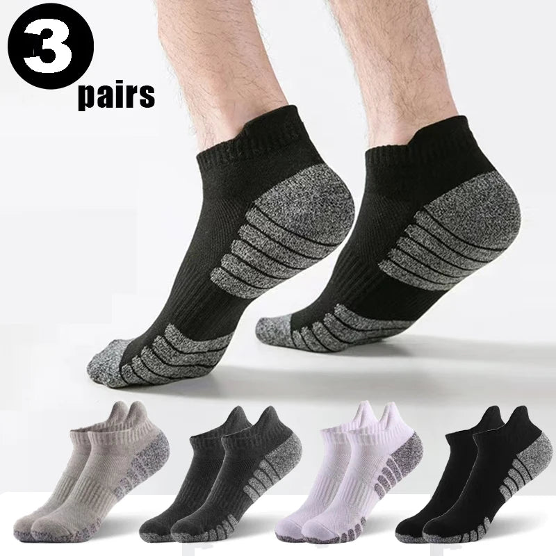 3 Paar professionelle Lauf-Sport-Fitness-Knöchelsocken Herren Handtuchsocken Outdoor-Sport Kurze Socken Herren und Damen Socken GIFRS