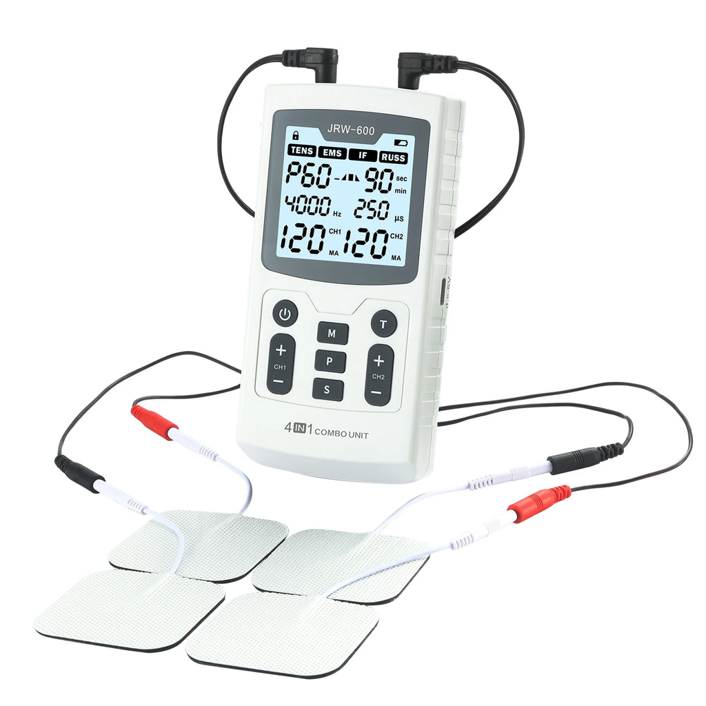 60 Massage-Modi 4-in-1-Elektromuskelstimulator-Kombination Physiotherapie 4000Hz EMS IFC RUSS TENS Impuls-Elektrostimulator