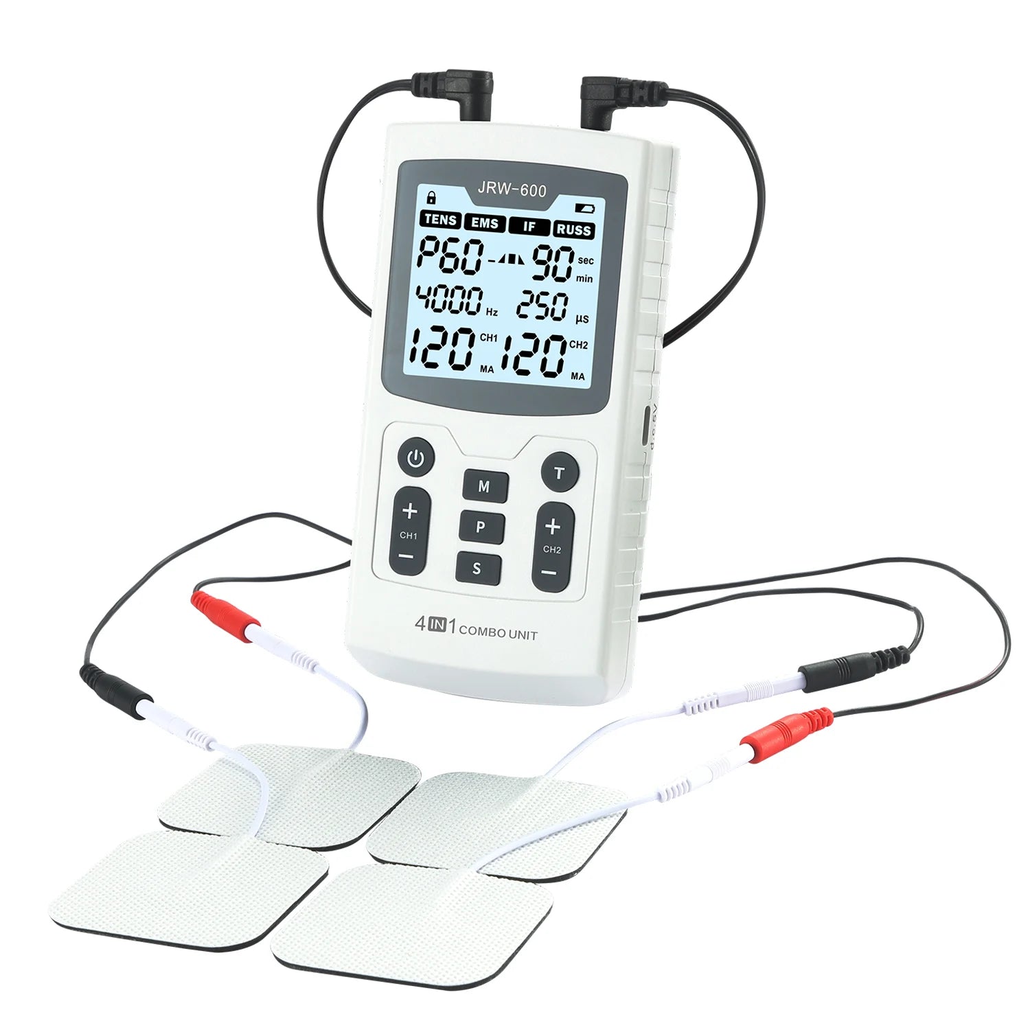 60 Massage-Modi 4-in-1-Elektromuskelstimulator-Kombination Physiotherapie 4000Hz EMS IFC RUSS TENS Impuls-Elektrostimulator