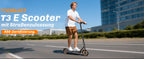 Todimart T3 ABE Elektroroller für Erwachsene, 36V 7.8AH, Spitzenleistung 500W, 25-35KM, 8,5-Zoll-Wabenreifen, Urbaner Elektroroller
