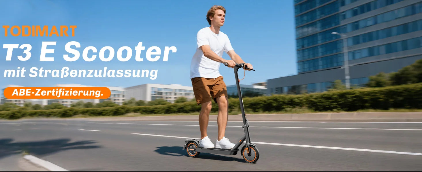 Todimart T3 ABE Elektroroller für Erwachsene, 36V 7.8AH, Spitzenleistung 500W, 25-35KM, 8,5-Zoll-Wabenreifen, Urbaner Elektroroller