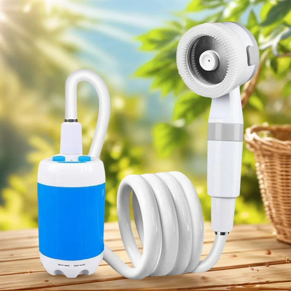 Tragbare Campingdusche mit Digitalanzeige 4000mAh Verbesserte wiederaufladbare elektrische Duschpumpe Camping Strand Wohnheim