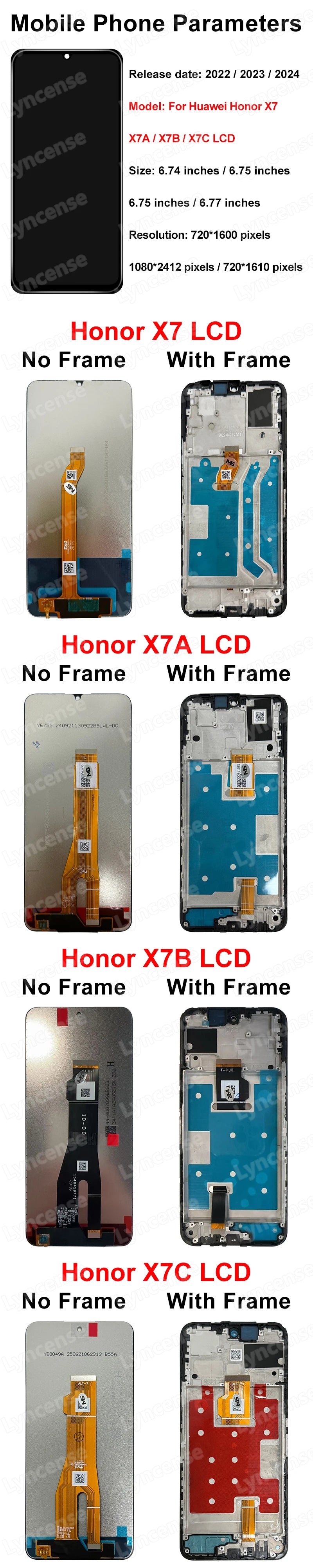 OEM LCD für Huawei Honor X7 LCD CMA-LX2 Touchscreen Digitizer für Honor X7A Display X7B LCD CLK-LX1 RKY-LX1 Baugruppe Honor X7c
