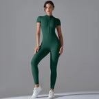Ärmelloser Yoga-Jumpsuit mit Reißverschluss, schnelltrocknender, atmungsaktiver, figurbetonter Outdoor-Sport-Jumpsuit, Fitnessanzug
