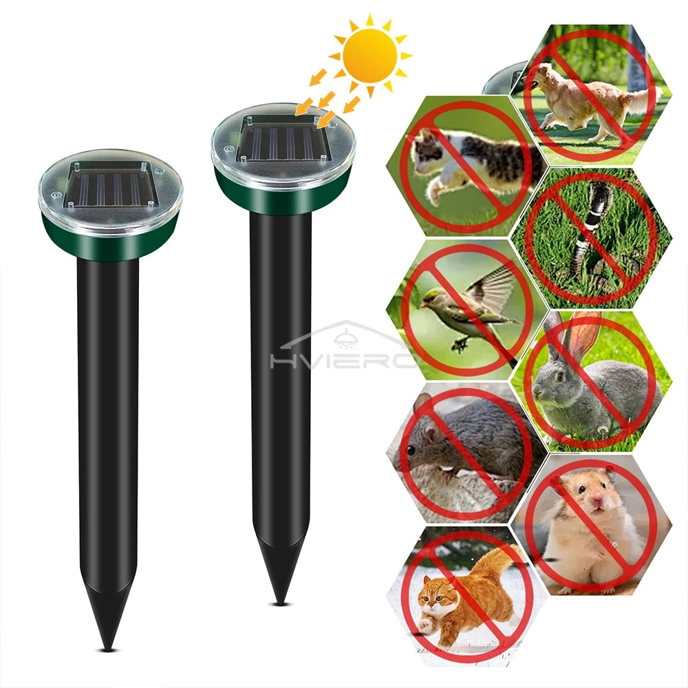 4/8X Solar-Vertreiber Solarbetrieben Ultraschall Sonic Maus Maulwurf Schädlings Nagetier Abwehr Vibrationswelle Garten Rasen Bauernhof Feld Außenbereich