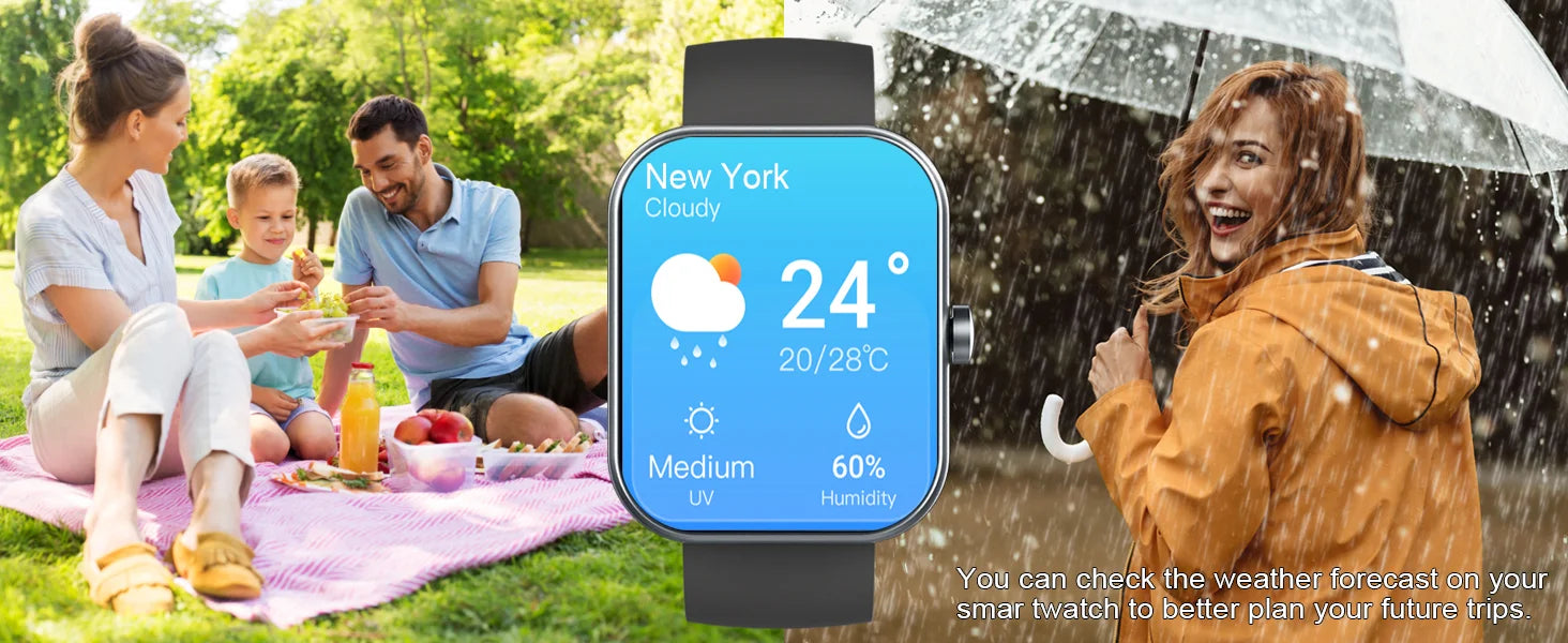 Smartwatch (Anrufe annehmen/tätigen), 1,96" Smartwatch, Fitness-Tracker, Schlafmonitor, Schrittzähler, über 100 Sportmodi, IP68 wasserdicht