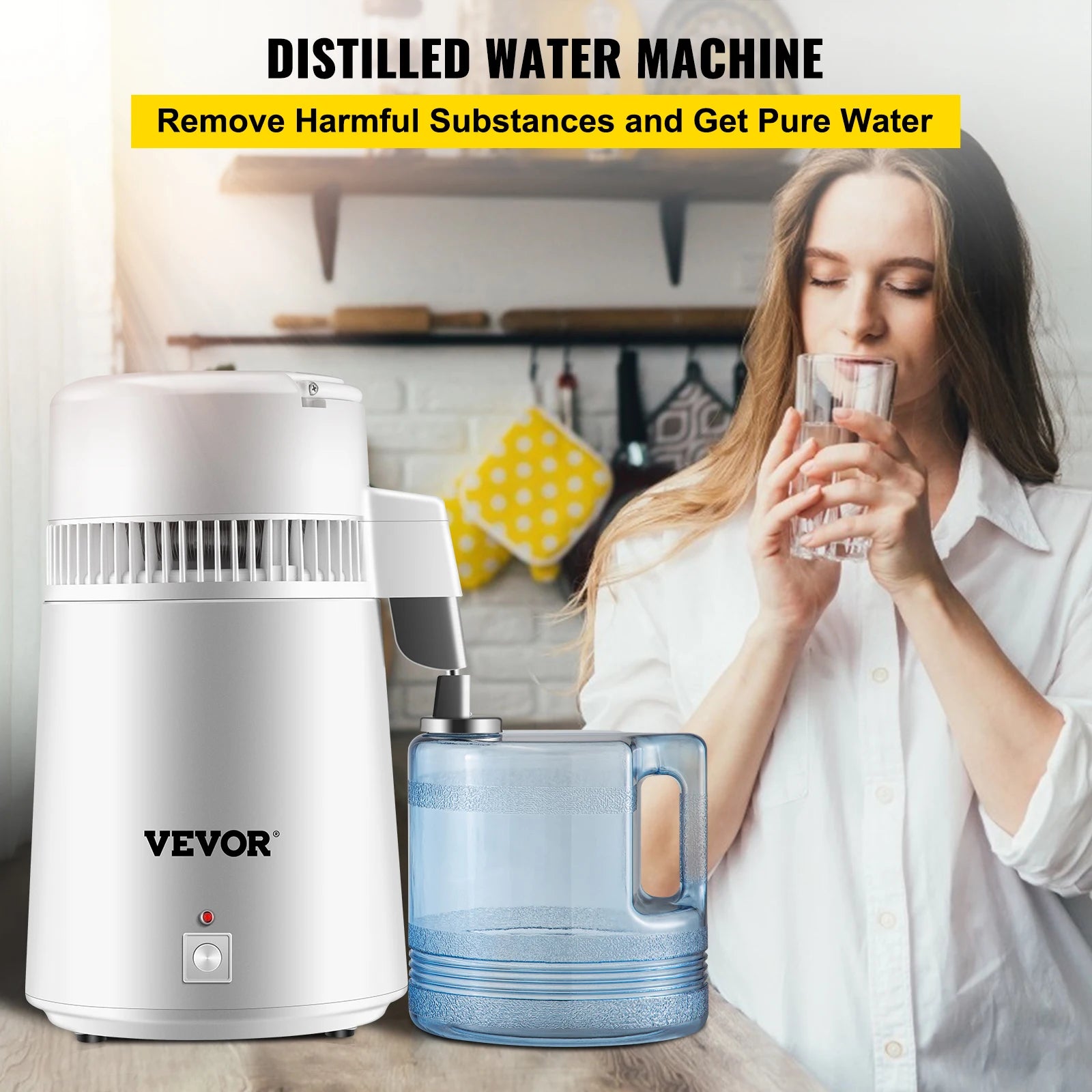 SucceBuy 4L Wasserdestilliergerät Reiniger Filter Spender Heizung Trinkflasche Enthärter 304 Edelstahl Haushaltsgerät Zweitbild