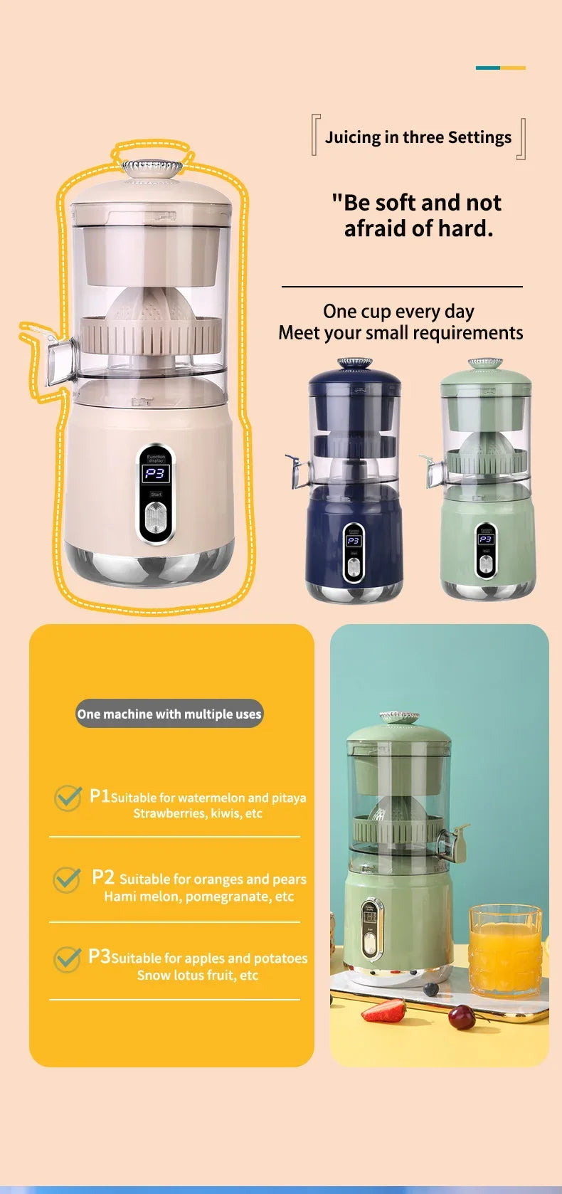 Elektrische Orangenpresse Tragbarer Zitrusentsafter Fruchtsaftpresse Fruchtfleischabscheider Entsafter USB-Ladefunktion 600 ml Smoothie-Mixer