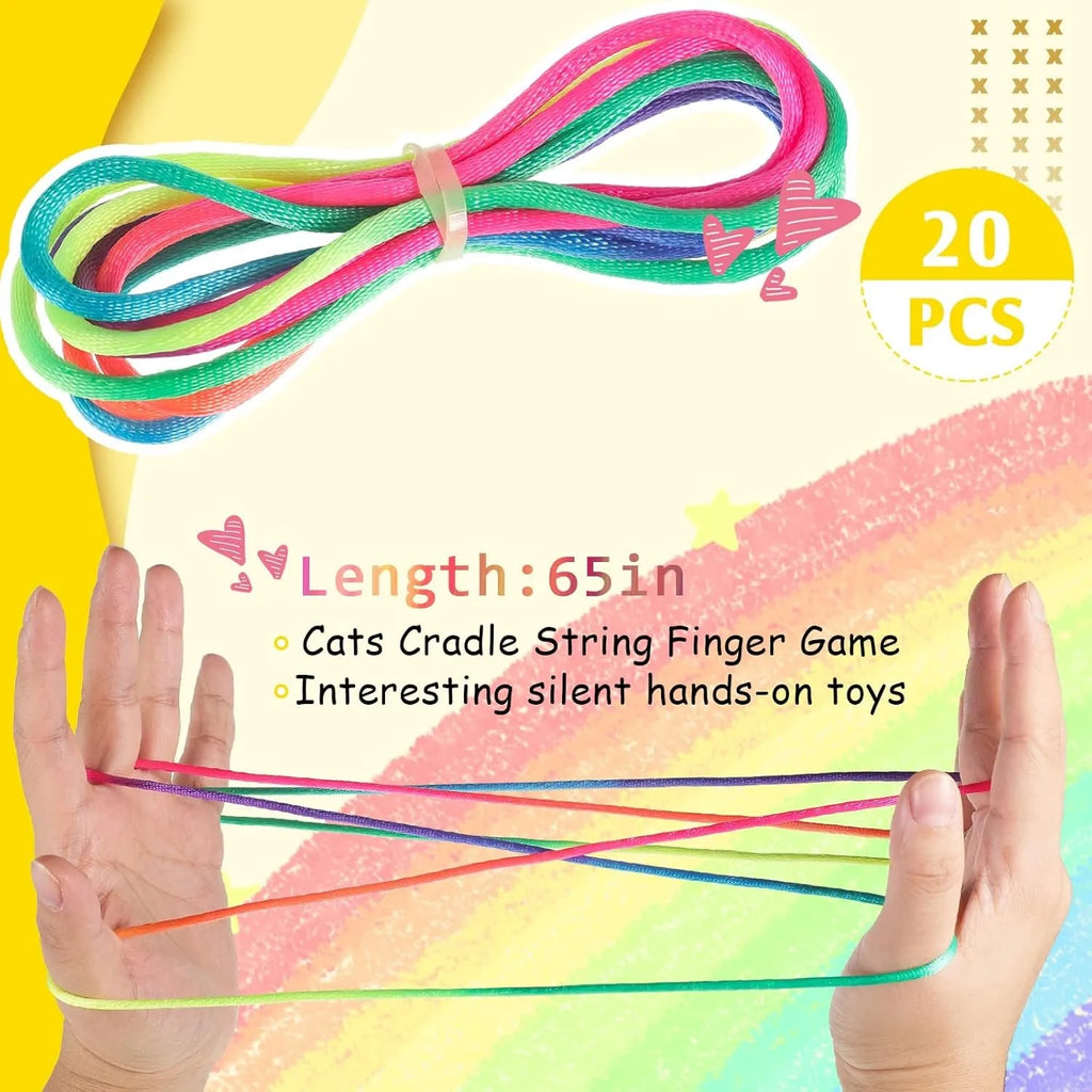 Regenbogen Cats Cradle Schnur 1.6M/63 Zoll Lange Regenbogen Bunte Fingerschnur Chinesische Fingerspiele Spielzeug für Kinder